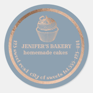 Rose gold Homemade cupcakes and treats packaging Classic Round Sticker