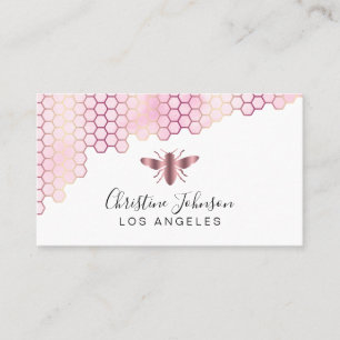 rose gold honeycomb and bee logo business card