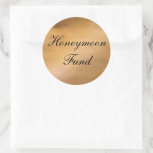 Rose Gold Honeymoon Fund Metallic Round Sticker
