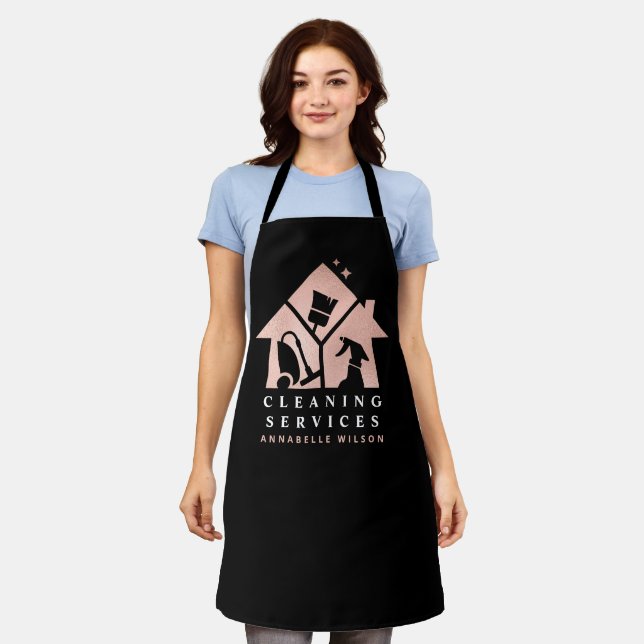 Rose Gold House Cleaning Services  Apron (Worn)