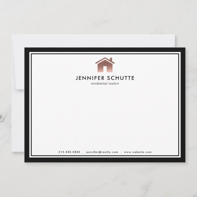 Rose Gold House Luxury Realty Personalised Flat Card (Front)