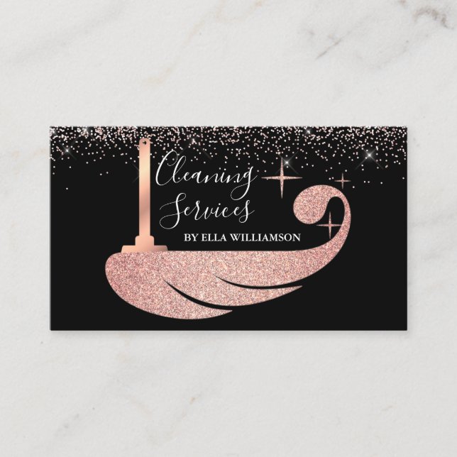 Rose Gold Housekeeping Cleaning Service Business Card (Front)