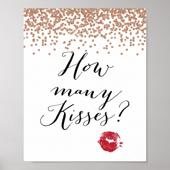 Rose Gold How Many Kisses Sign (Front)