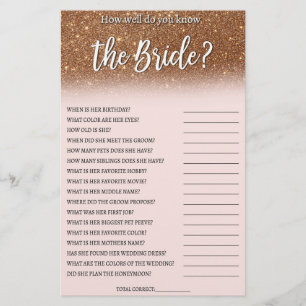 Rose Gold How Well Do You Know the Bride Game Flyer