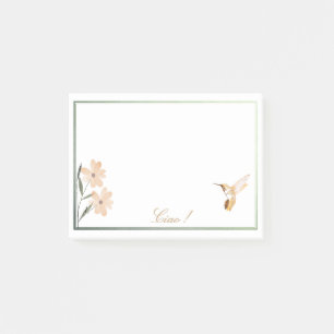 Rose Gold Hummingbird Pink Flower Personalised  Post-it Notes