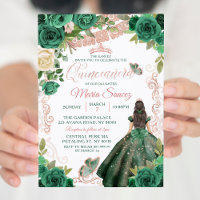 Rose Gold Hunter Green Mexican Floral Quinceañera