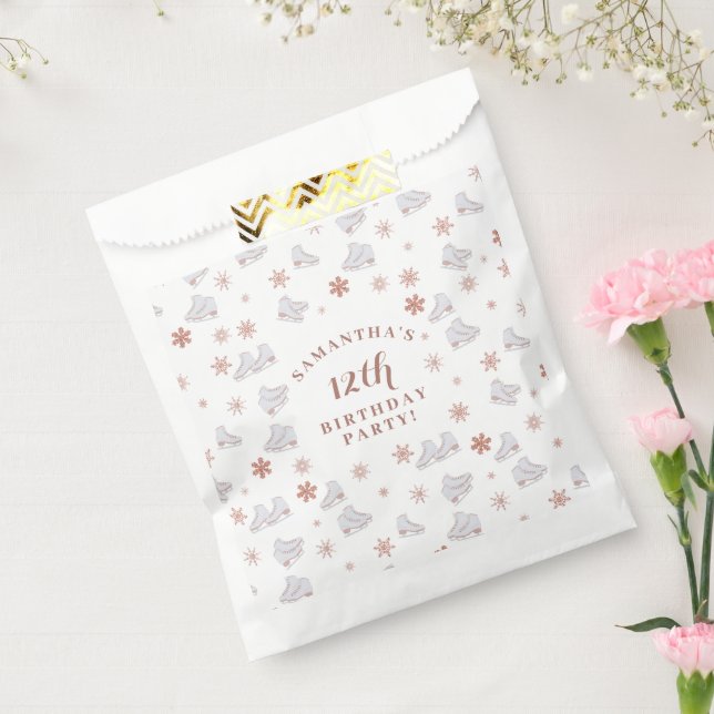 Rose Gold Ice Skates Blush Pink Skating Birthday Favour Bags (Sealed)