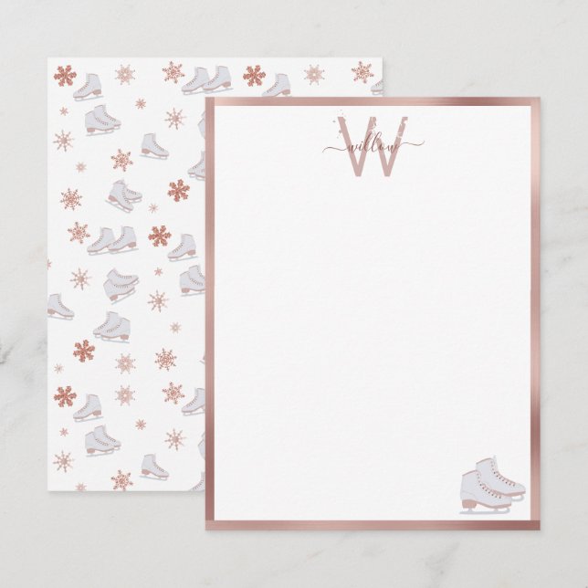 Rose Gold Ice Skates Blush Pink Skating Kids Card (Front/Back)