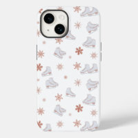 Rose Gold Ice Skates Blush Pink Skating Pattern