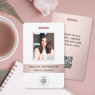 Rose Gold ID Card Metallic Employee Photo ID Badge