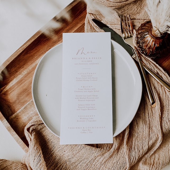 Rose Gold Idyllic Stylish Calligraphy Dinner Menu (Creator Uploaded)