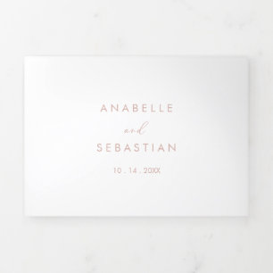 Rose Gold Idyllic Stylish Calligraphy Wedding  Tri-Fold Invitation