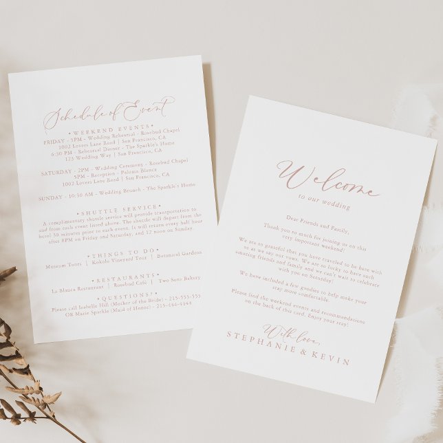 Rose Gold Idyllic Stylish Wedding Welcome Letter (Creator Uploaded)