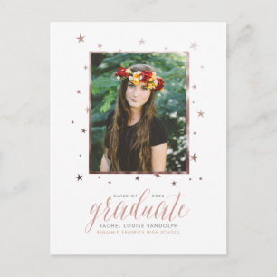 Rose Gold In the Stars Photo Graduation Postcard