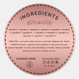 Rose Gold Ingredient Direction Logo Product Label