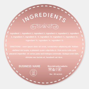 Rose Gold Ingredient Direction Logo Product Label