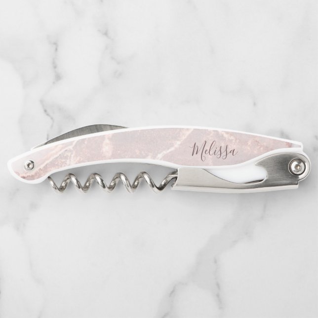 Rose Gold  Ink Marble  Corkscrew (Back)