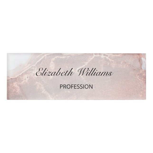 Rose Gold  Ink Marble  Name Tag (Front)