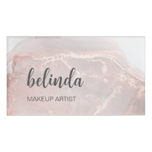 Rose Gold Ink Marble Name Tag