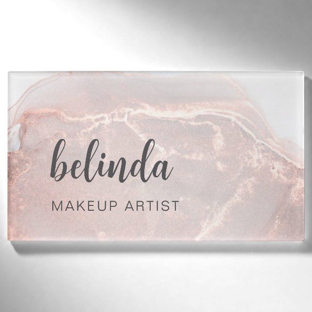 Rose Gold Ink Marble  Name Tag (Front)