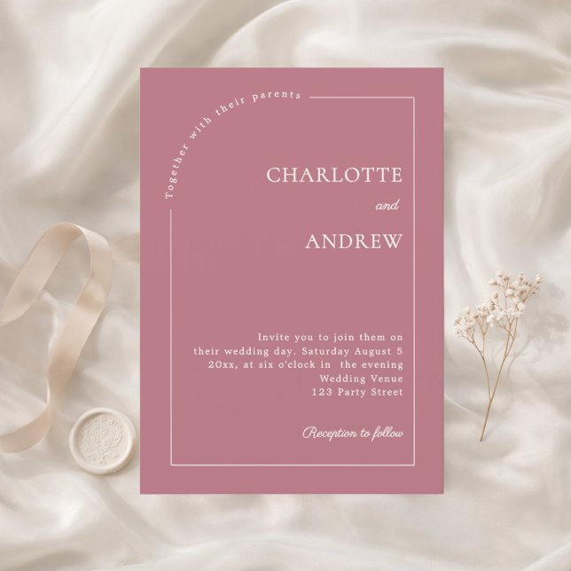 Rose gold ivory modern minimalist wedding invitation (Creator Uploaded)