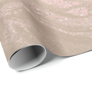 Rose Gold Ivory Skinny Abstract Molten Marble Glas Wrapping Paper