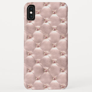 Rose Gold Jewel Bling Cushion Stitched Pillow iPhone XS Max Case