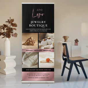 Rose Gold Jewellery Boutique Photo Collage Promo Retractable Banner