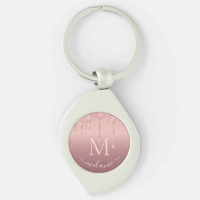 Rose Gold Keychain Parsonalized Monogram Name (Front)