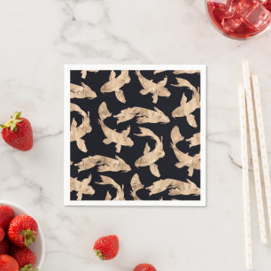 Rose gold koi fish graphic pattern napkin