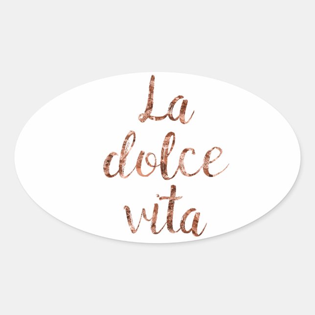 Rose gold La Dolce Vita Oval Sticker (Front)