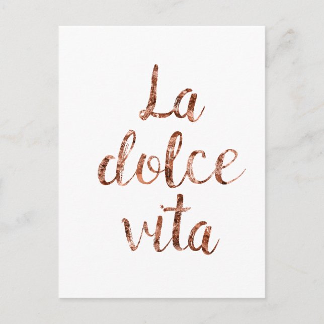 Rose gold La Dolce Vita Postcard (Front)