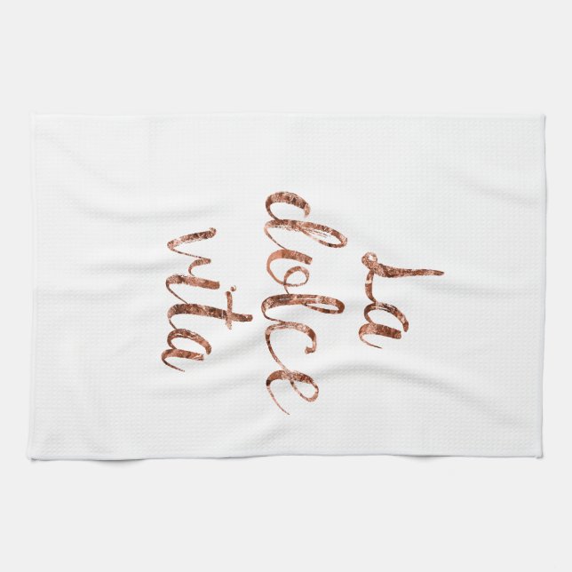 Rose gold La Dolce Vita Tea Towel (Horizontal)