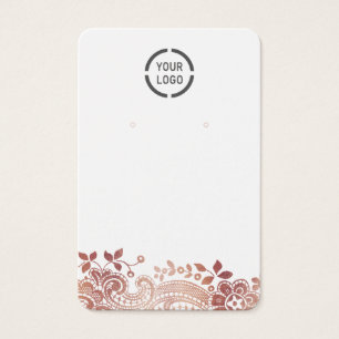 Rose gold lace custom logo white earring display