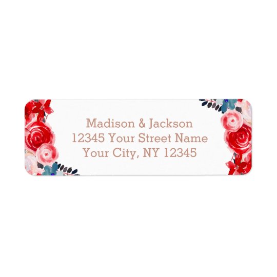 Rose Gold Lace & Floral Wedding Return Address Return Address Label
