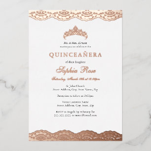 Rose Gold Lace Tiara Quinceanera Foil