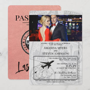 Rose Gold Las Vegas Passport Wedding Invitation