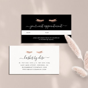 Rose Gold Lashes Appointment Cards