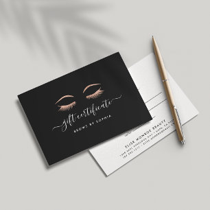 Rose Gold Lashes & Brows Gift Certificate Card