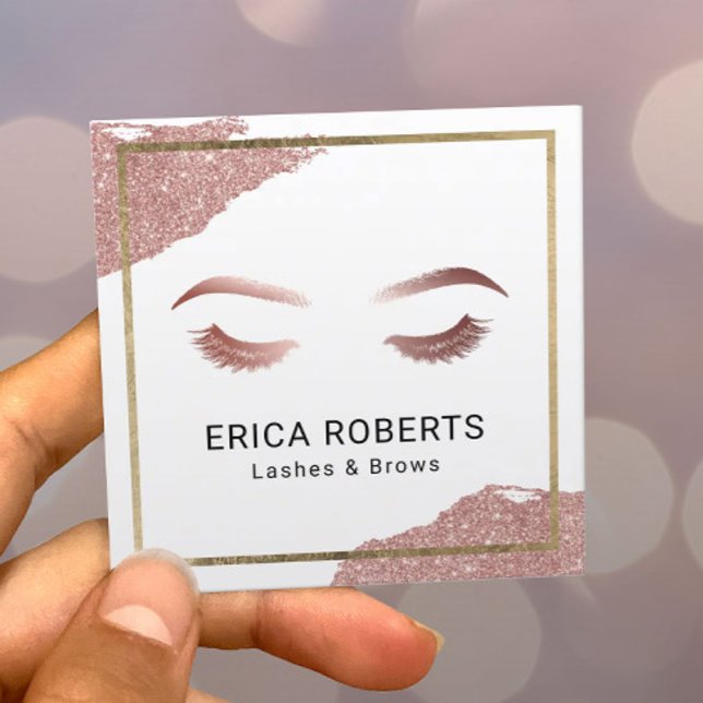Rose Gold Lashes Brows Makeup Artist Beauty Salon Square Business Card (Creator Uploaded)