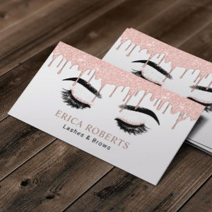 Rose Gold Lashes & Brows Makeup Artist Salon Business Card