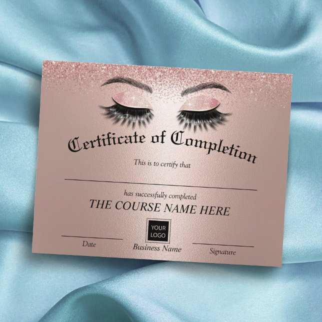 Rose Gold Lashes Certificate of Completion Award (Creator Uploaded)