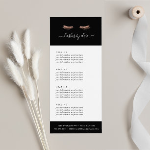 Rose Gold Lashes   Pricing or Services Rack Card