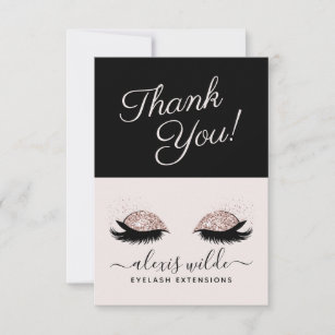 Rose Gold Lashes Salon Grand Opening Covid Safety Thank You Card