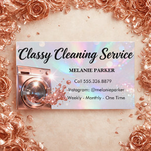 Rose Gold Laundy Holographic Cleaning  Business Card