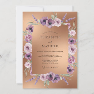 Rose Gold Lavender Bloom Wedding Invitation