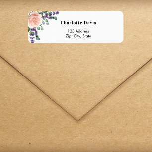 Rose gold lavender florals return address 