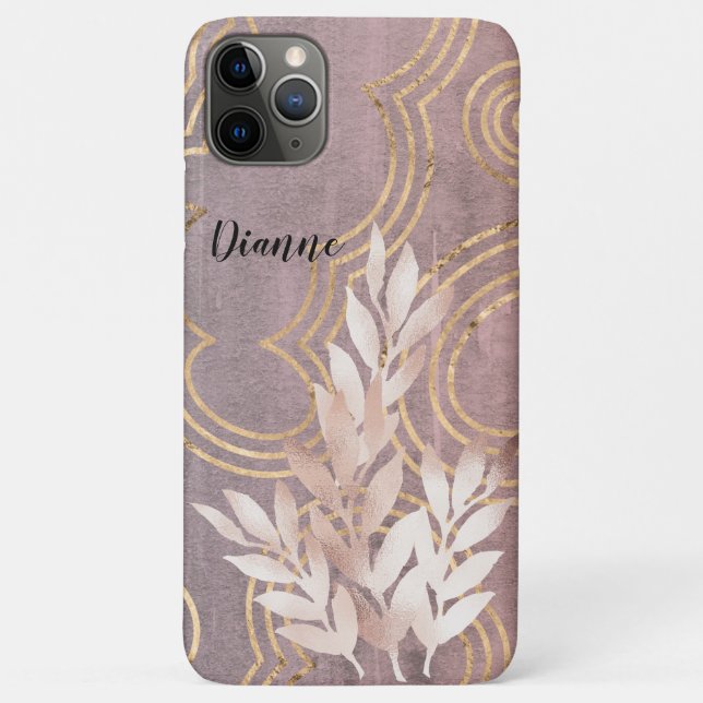 Rose Gold Leaf Spray on Golden Clouds Customise It Case-Mate iPhone Case (Back)