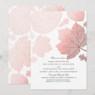 Rose Gold Leaves Elegant Fall Engagement Party Invitation