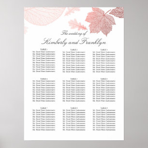 Rose Gold Leaves Fall Wedding Seating Chart